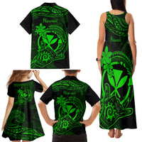 Hawaii Family Matching Tank Maxi Dress and Hawaiian Shirt Shaka Tattoo Mix Polynesian Plumeria Green Version LT14 - Polynesian Pride