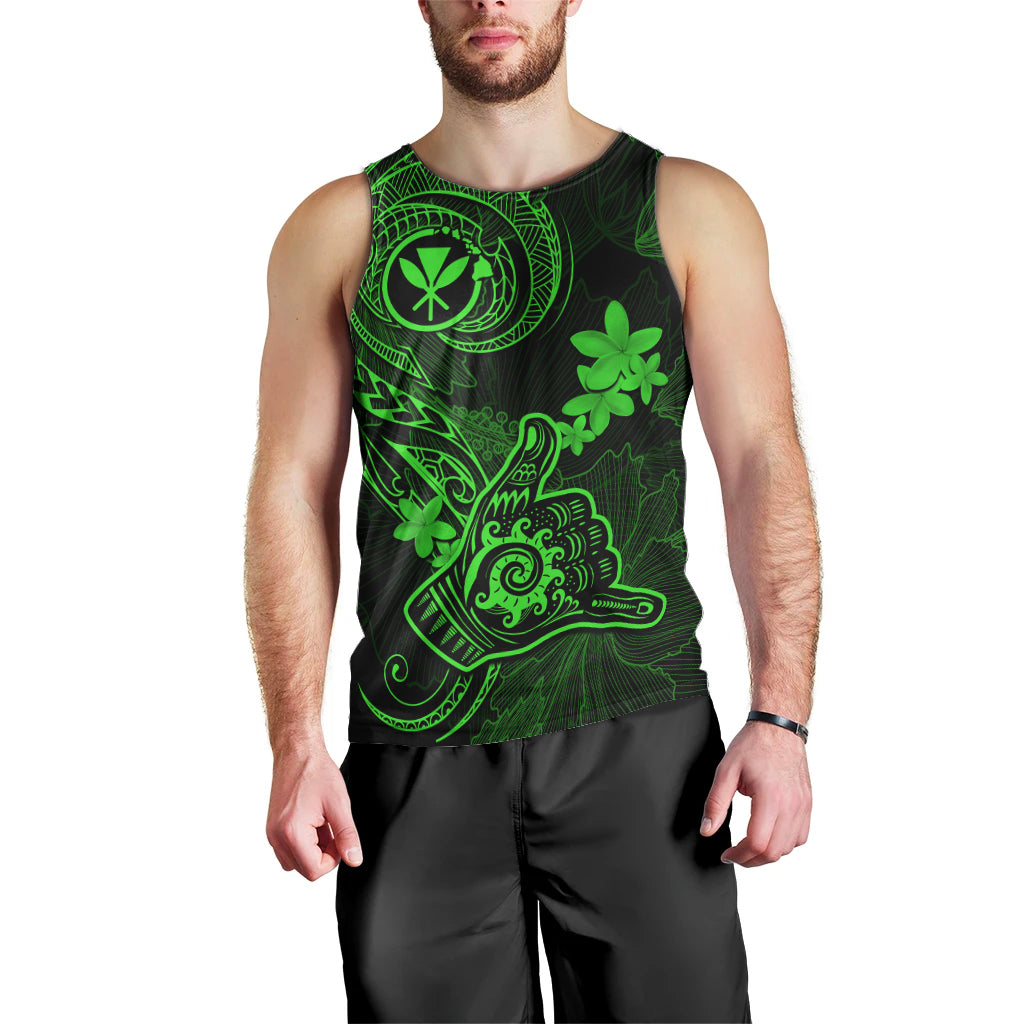 hawaii-men-tank-top-shaka-tattoo-mix-polynesian-plumeria-green-version