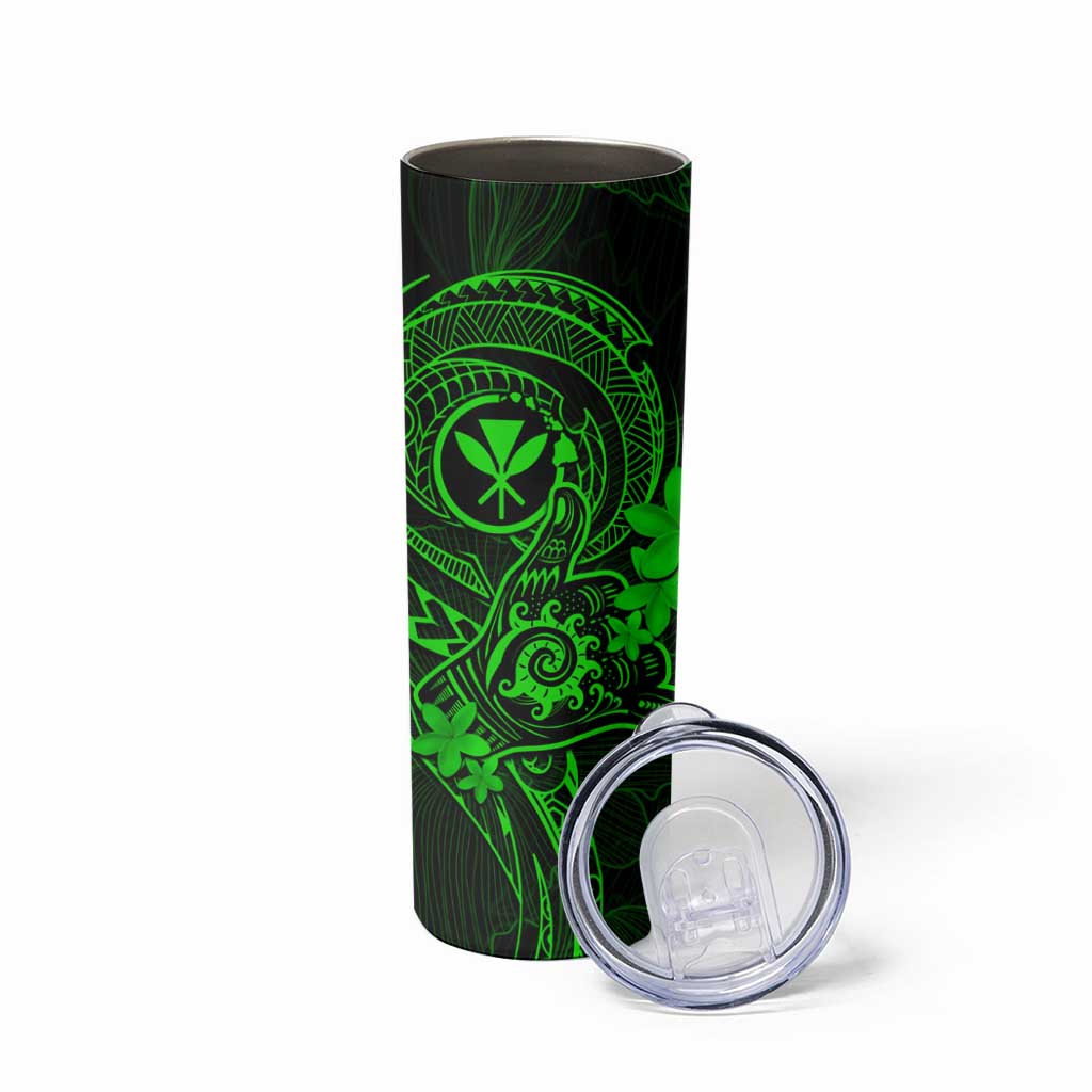Hawaii Skinny Tumbler Shaka Tattoo Mix Polynesian Plumeria Green Version