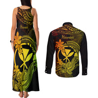 hawaii-couples-matching-tank-maxi-dress-and-long-sleeve-button-shirts-hammerhead-shark-tattoo-mix-polynesian-plumeria-reggae-version