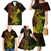 Hawaii Family Matching Mermaid Dress and Hawaiian Shirt Hammerhead Shark Tattoo Mix Polynesian Plumeria Reggae Version LT14 - Polynesian Pride