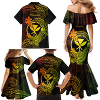 Hawaii Family Matching Mermaid Dress and Hawaiian Shirt Hammerhead Shark Tattoo Mix Polynesian Plumeria Reggae Version LT14 - Polynesian Pride