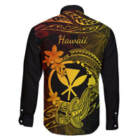 Hawaii Family Matching Off Shoulder Maxi Dress and Hawaiian Shirt Hammerhead Shark Tattoo Mix Polynesian Plumeria Reggae Version LT14 - Polynesian Pride