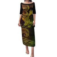 Hawaii Family Matching Puletasi Dress and Hawaiian Shirt Hammerhead Shark Tattoo Mix Polynesian Plumeria Reggae Version LT14 Mom's Dress Reggae - Polynesian Pride