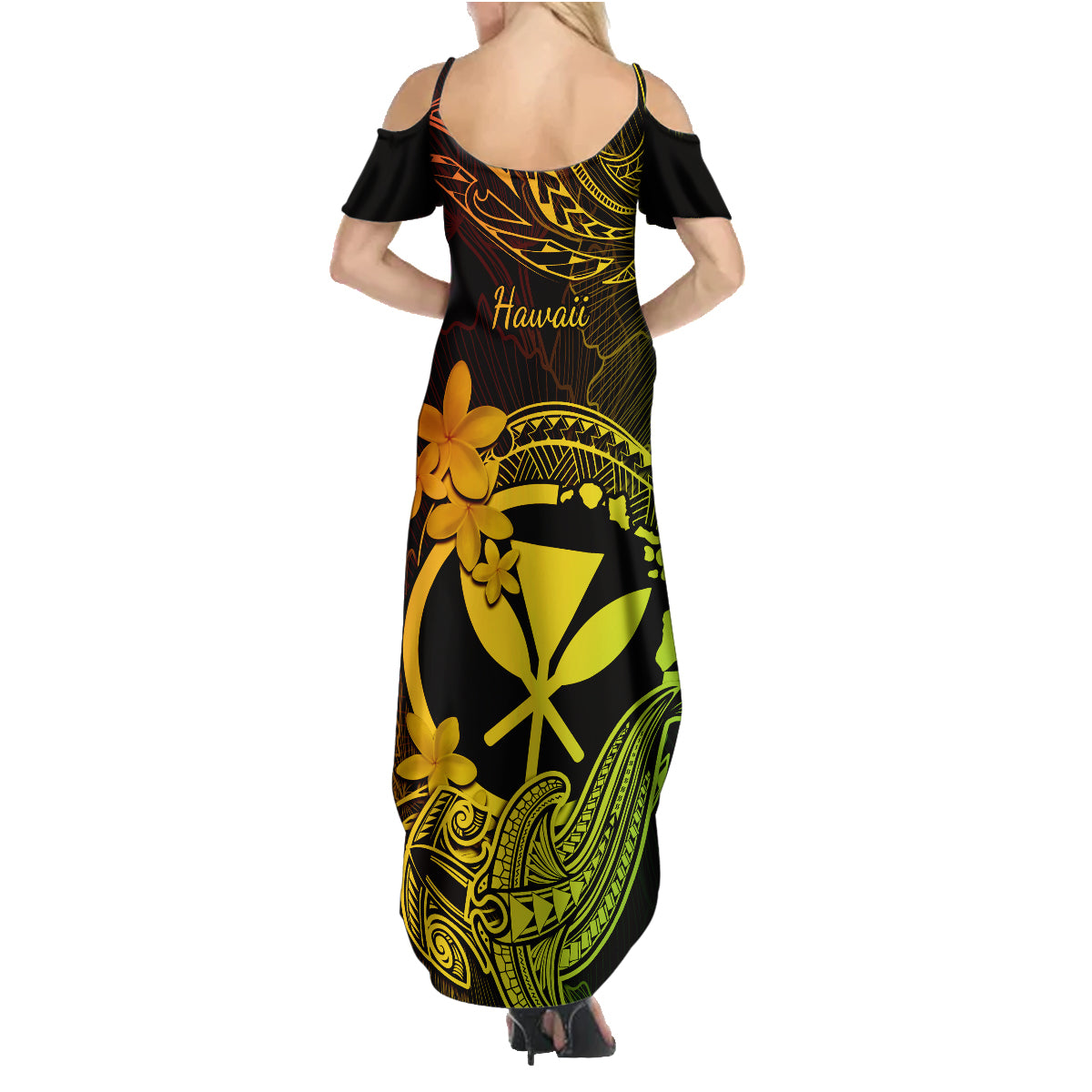 Hawaii Family Matching Summer Maxi Dress and Hawaiian Shirt Hammerhead Shark Tattoo Mix Polynesian Plumeria Reggae Version LT14 - Polynesian Pride