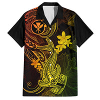 Hawaii Family Matching Summer Maxi Dress and Hawaiian Shirt Hammerhead Shark Tattoo Mix Polynesian Plumeria Reggae Version LT14 Dad's Shirt - Short Sleeve Reggae - Polynesian Pride