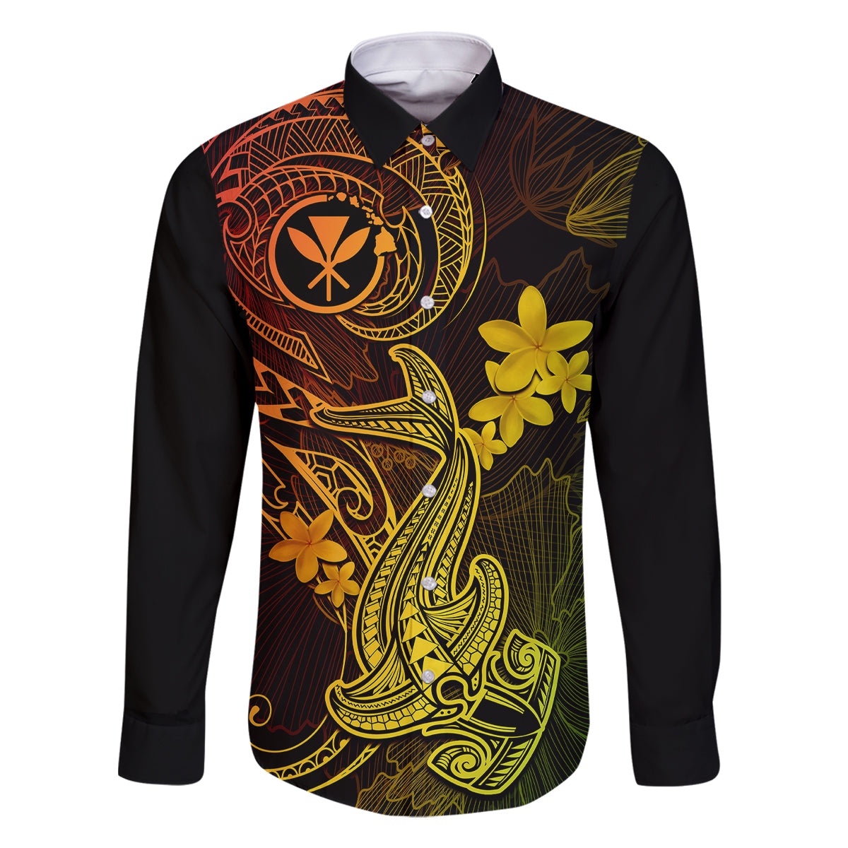 Hawaii Family Matching Summer Maxi Dress and Hawaiian Shirt Hammerhead Shark Tattoo Mix Polynesian Plumeria Reggae Version LT14 Son's Shirt Reggae - Polynesian Pride