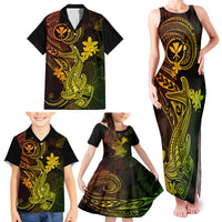 Hawaii Family Matching Tank Maxi Dress and Hawaiian Shirt Hammerhead Shark Tattoo Mix Polynesian Plumeria Reggae Version LT14 - Polynesian Pride