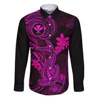 Hawaii Family Matching Summer Maxi Dress and Hawaiian Shirt Hammerhead Shark Tattoo Mix Polynesian Plumeria Pink Version LT14 Son's Shirt Pink - Polynesian Pride
