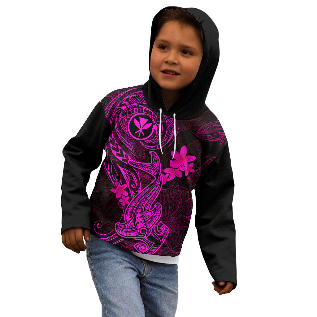 Hawaii Kid Hoodie Hammerhead Shark Tattoo Mix Polynesian Plumeria Pink Version LT14 - Polynesian Pride