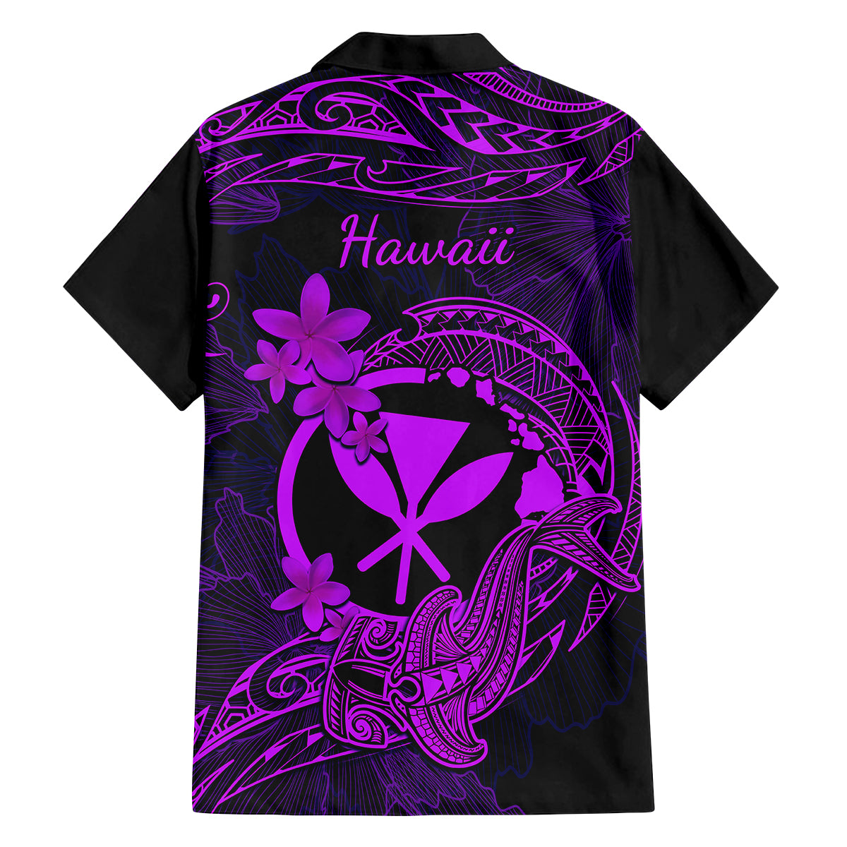 Hawaii Family Matching Off Shoulder Long Sleeve Dress and Hawaiian Shirt Hammerhead Shark Tattoo Mix Polynesian Plumeria Purple Version LT14 - Polynesian Pride