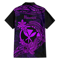 Hawaii Family Matching Tank Maxi Dress and Hawaiian Shirt Hammerhead Shark Tattoo Mix Polynesian Plumeria Purple Version LT14 - Polynesian Pride
