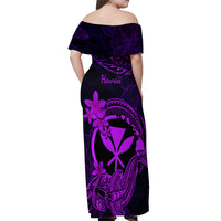 hawaii-off-shoulder-maxi-dress-hammerhead-shark-tattoo-mix-polynesian-plumeria-purple-version