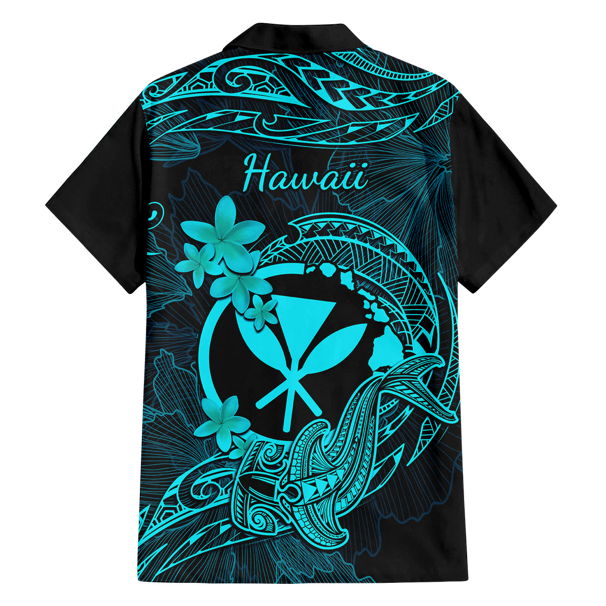 Hawaii Family Matching Mermaid Dress and Hawaiian Shirt Hammerhead Shark Tattoo Mix Polynesian Plumeria Turquoise Version LT14 - Polynesian Pride