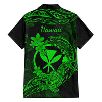 Hawaii Family Matching Mermaid Dress and Hawaiian Shirt Hammerhead Shark Tattoo Mix Polynesian Plumeria Green Version LT14 - Polynesian Pride