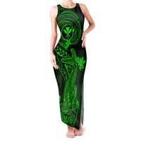 Hawaii Family Matching Tank Maxi Dress and Hawaiian Shirt Hammerhead Shark Tattoo Mix Polynesian Plumeria Green Version LT14 Mom's Dress Green - Polynesian Pride