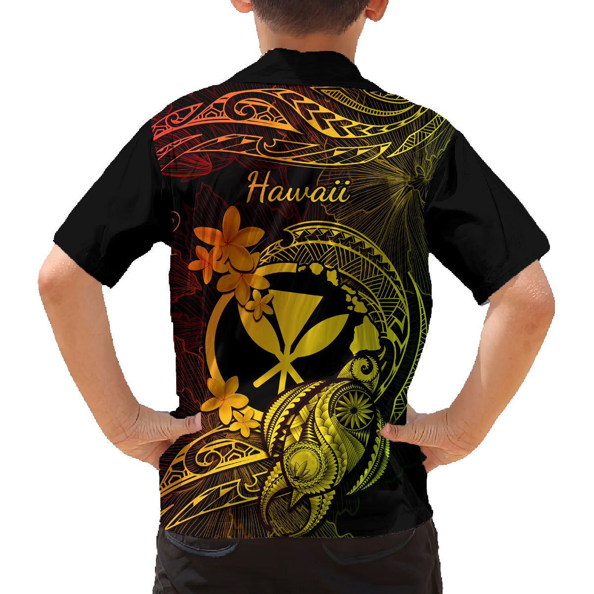 hawaii-family-matching-off-shoulder-long-sleeve-dress-and-hawaiian-shirt-turtle-mix-polynesian-plumeria-reggae-version