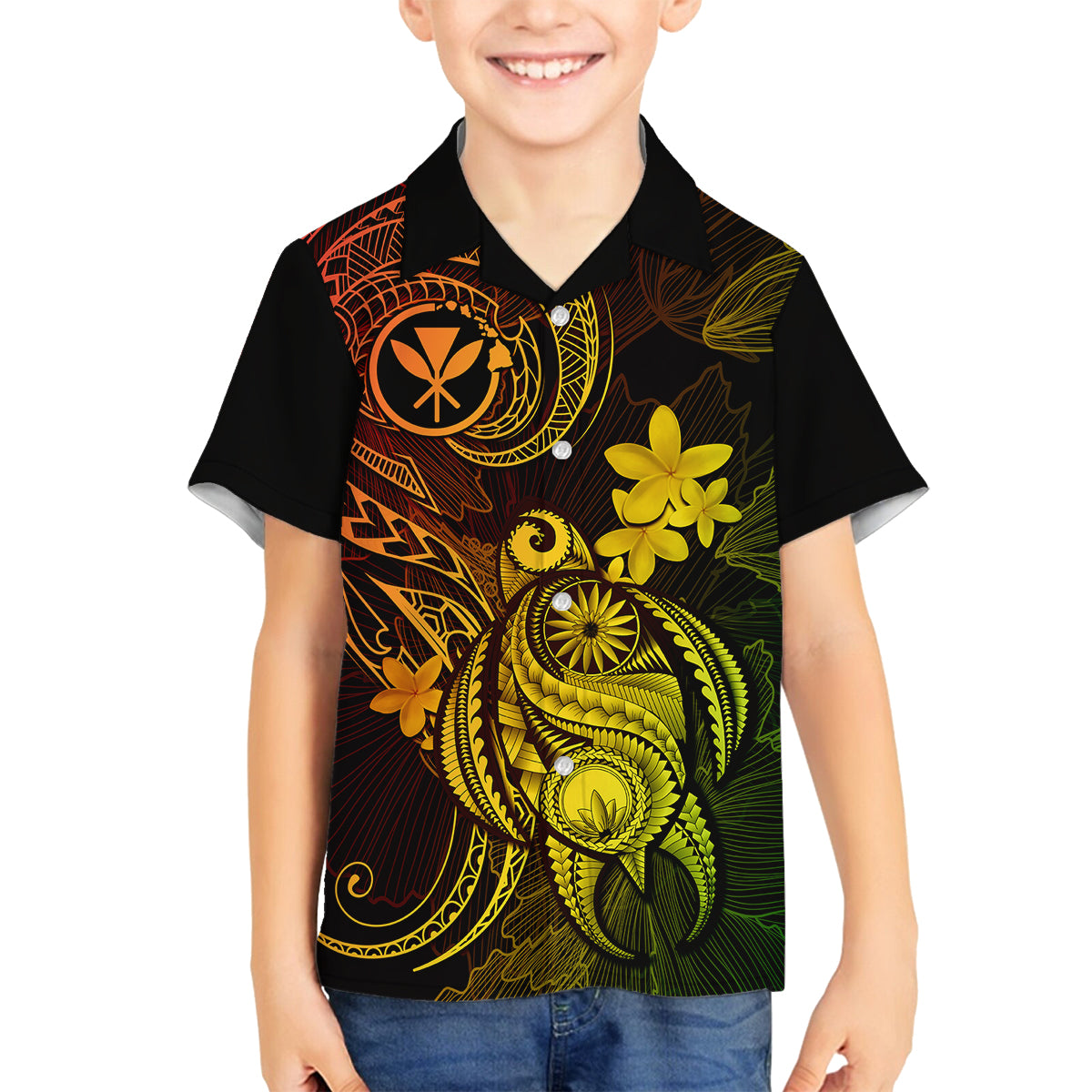 hawaii-family-matching-off-shoulder-short-dress-and-hawaiian-shirt-turtle-mix-polynesian-plumeria-reggae-version