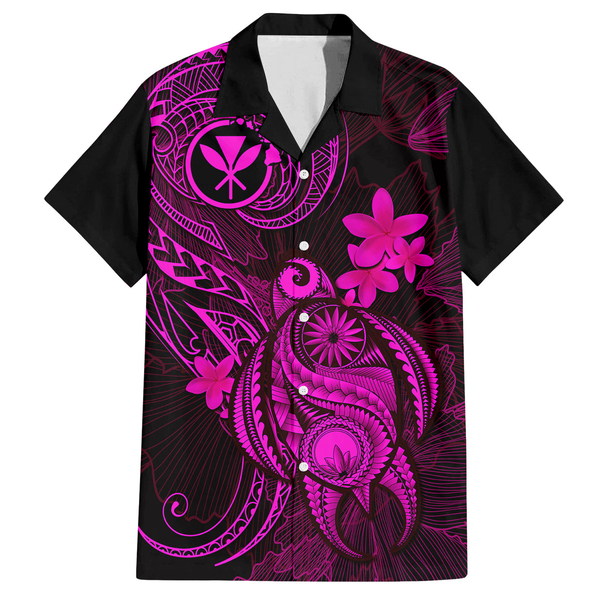 Hawaii Family Matching Long Sleeve Bodycon Dress and Hawaiian Shirt Turtle Mix Polynesian Plumeria Pink Version LT14 Dad's Shirt - Short Sleeve Pink - Polynesian Pride