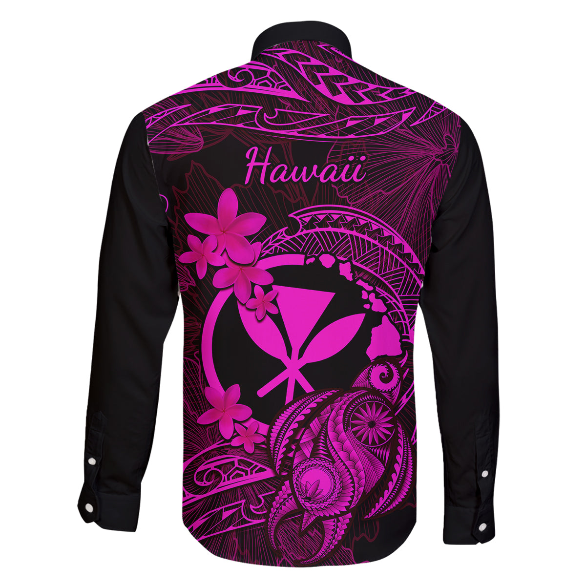 Hawaii Family Matching Long Sleeve Bodycon Dress and Hawaiian Shirt Turtle Mix Polynesian Plumeria Pink Version LT14 - Polynesian Pride