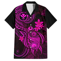 Hawaii Family Matching Short Sleeve Bodycon Dress and Hawaiian Shirt Turtle Mix Polynesian Plumeria Pink Version LT14 Dad's Shirt - Short Sleeve Pink - Polynesian Pride