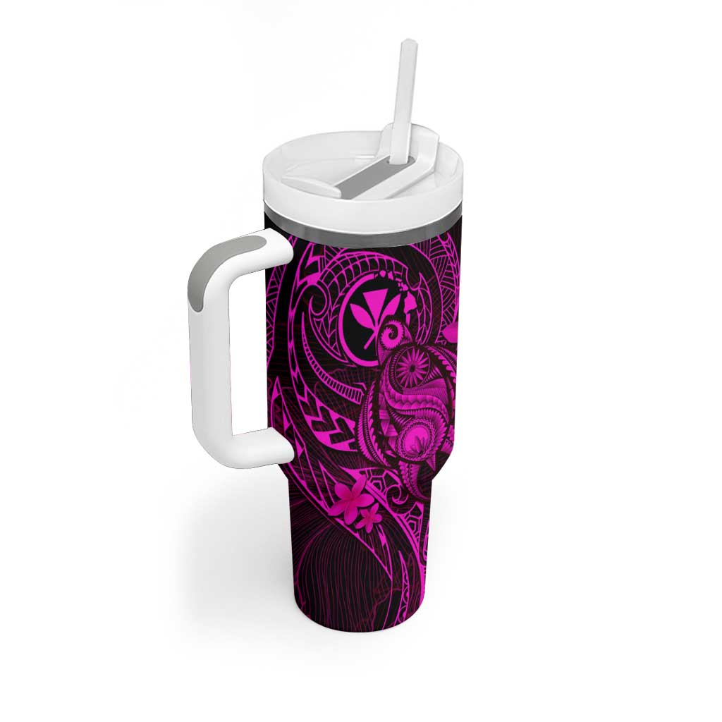 Hawaii Tumbler With Handle Turtle Mix Polynesian Plumeria Pink Version