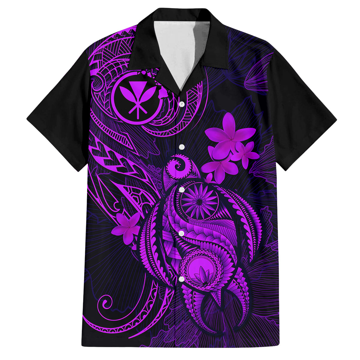 Hawaii Family Matching Short Sleeve Bodycon Dress and Hawaiian Shirt Turtle Mix Polynesian Plumeria Purple Version LT14 Dad's Shirt - Short Sleeve Purple - Polynesian Pride