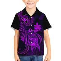 Hawaii Family Matching Tank Maxi Dress and Hawaiian Shirt Turtle Mix Polynesian Plumeria Purple Version LT14 Son's Shirt Purple - Polynesian Pride