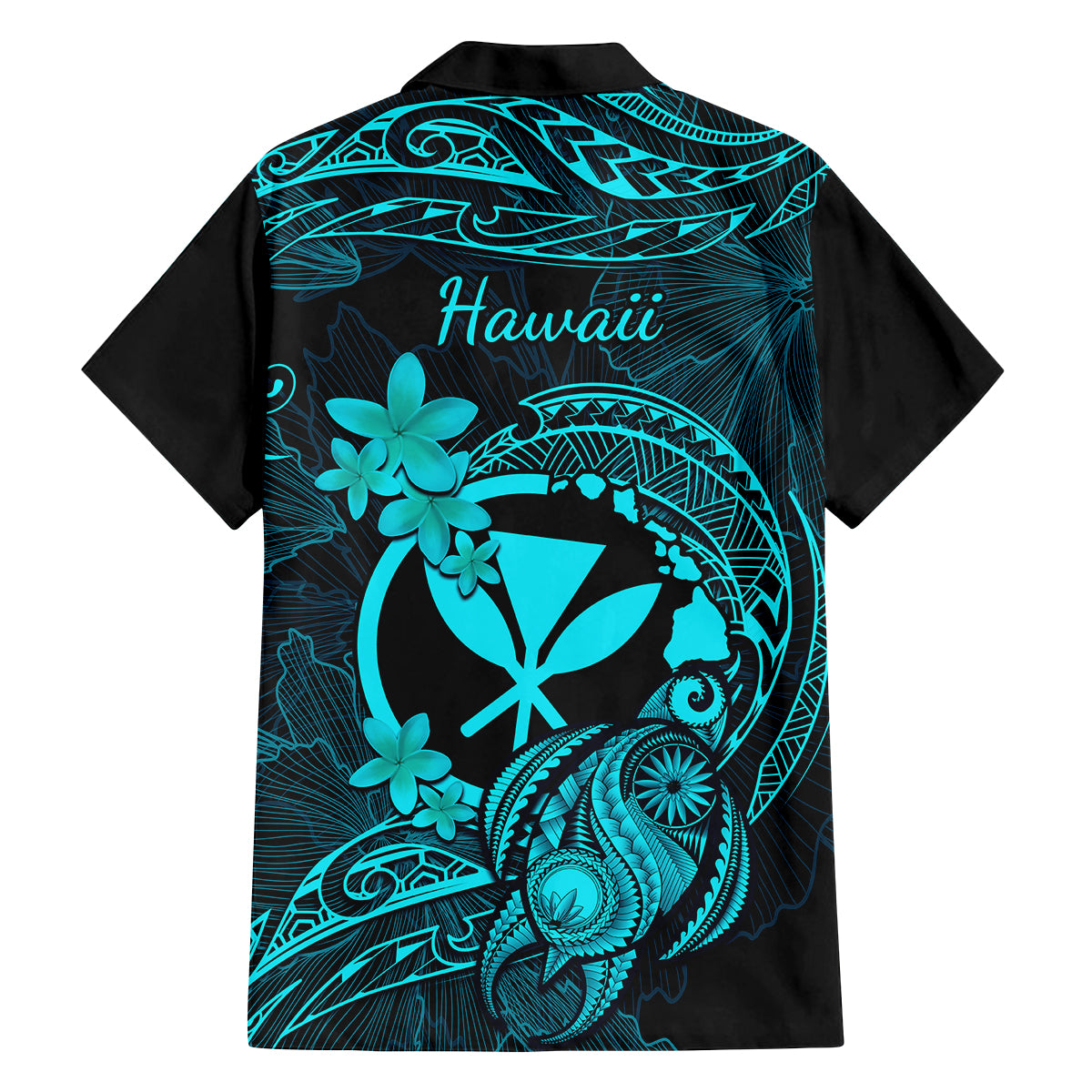Hawaii Family Matching Short Sleeve Bodycon Dress and Hawaiian Shirt Turtle Mix Polynesian Plumeria Turquoise Version LT14 - Polynesian Pride