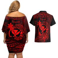 hawaii-couples-matching-off-shoulder-short-dress-and-hawaiian-shirt-turtle-mix-polynesian-plumeria-red-version