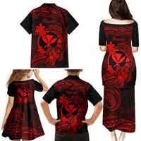 Hawaii Family Matching Puletasi Dress and Hawaiian Shirt Turtle Mix Polynesian Plumeria Red Version LT14 - Polynesian Pride