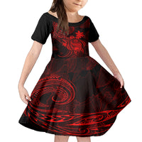 hawaii-kid-short-sleeve-dress-turtle-mix-polynesian-plumeria-red-version