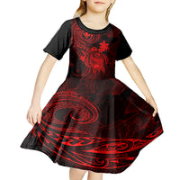 hawaii-kid-short-sleeve-dress-turtle-mix-polynesian-plumeria-red-version
