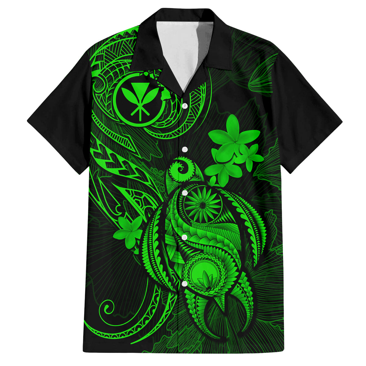 Hawaii Family Matching Long Sleeve Bodycon Dress and Hawaiian Shirt Turtle Mix Polynesian Plumeria Green Version LT14 Dad's Shirt - Short Sleeve Green - Polynesian Pride