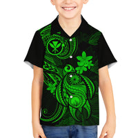 Hawaii Family Matching Long Sleeve Bodycon Dress and Hawaiian Shirt Turtle Mix Polynesian Plumeria Green Version LT14 Son's Shirt Green - Polynesian Pride