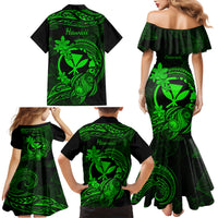 Hawaii Family Matching Mermaid Dress and Hawaiian Shirt Turtle Mix Polynesian Plumeria Green Version LT14 - Polynesian Pride