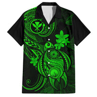 Hawaii Family Matching Off Shoulder Long Sleeve Dress and Hawaiian Shirt Turtle Mix Polynesian Plumeria Green Version LT14 Dad's Shirt - Short Sleeve Green - Polynesian Pride