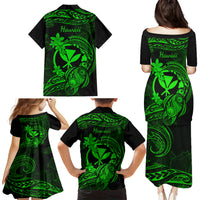 Hawaii Family Matching Puletasi Dress and Hawaiian Shirt Turtle Mix Polynesian Plumeria Green Version LT14 - Polynesian Pride