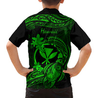 Hawaii Family Matching Short Sleeve Bodycon Dress and Hawaiian Shirt Turtle Mix Polynesian Plumeria Green Version LT14 - Polynesian Pride