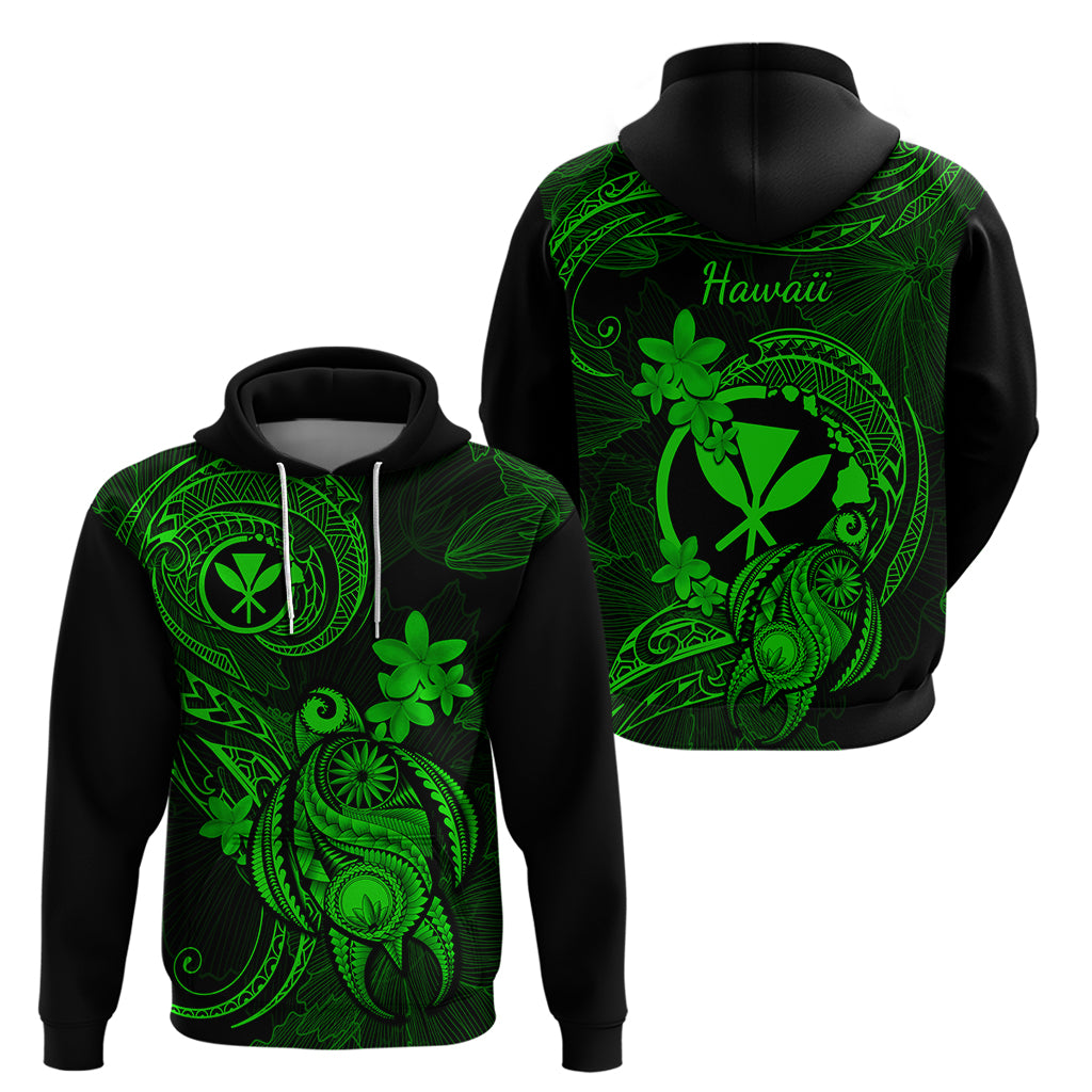 Hawaii Hoodie Turtle Mix Polynesian Plumeria Green Version LT14 - Polynesian Pride