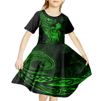 hawaii-kid-short-sleeve-dress-turtle-mix-polynesian-plumeria-green-version