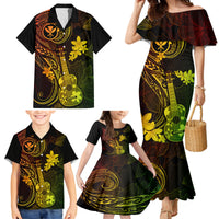 hawaii-family-matching-mermaid-dress-and-hawaiian-shirt-ukulele-mix-polynesian-plumeria-reggae-version