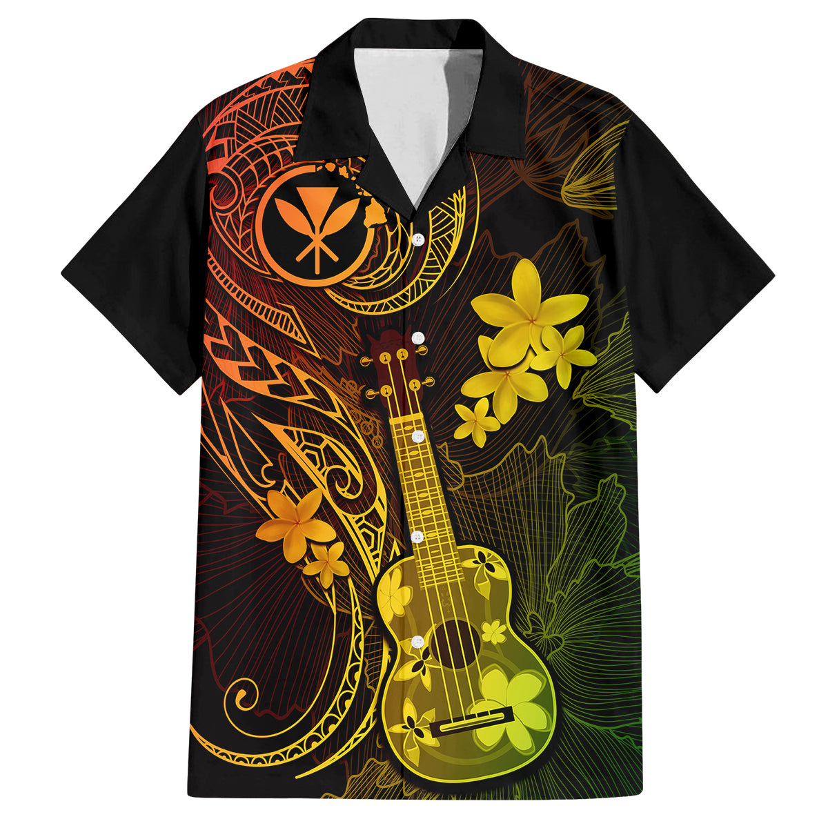 hawaii-family-matching-off-shoulder-long-sleeve-dress-and-hawaiian-shirt-ukulele-mix-polynesian-plumeria-reggae-version