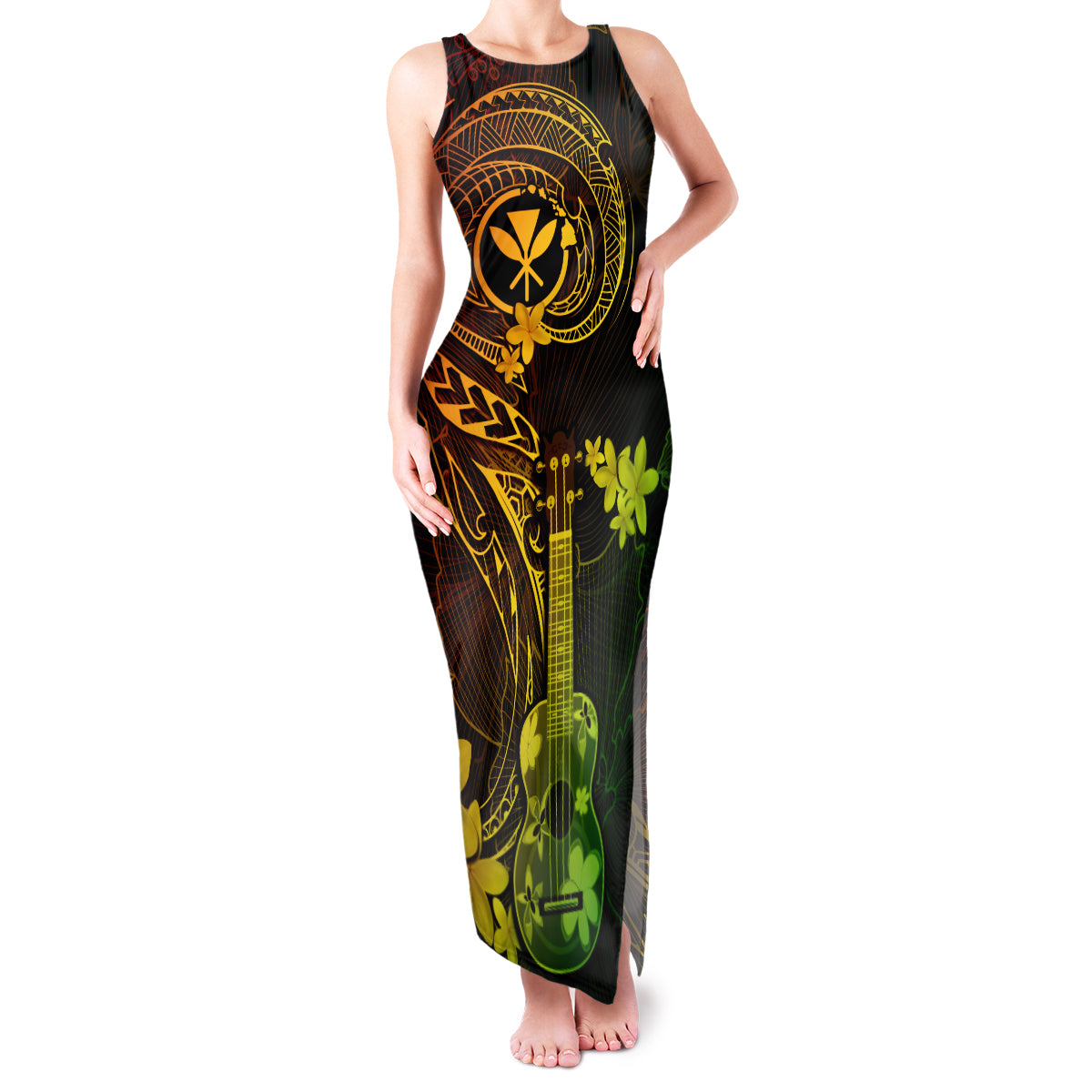 hawaii-family-matching-tank-maxi-dress-and-hawaiian-shirt-ukulele-mix-polynesian-plumeria-reggae-version