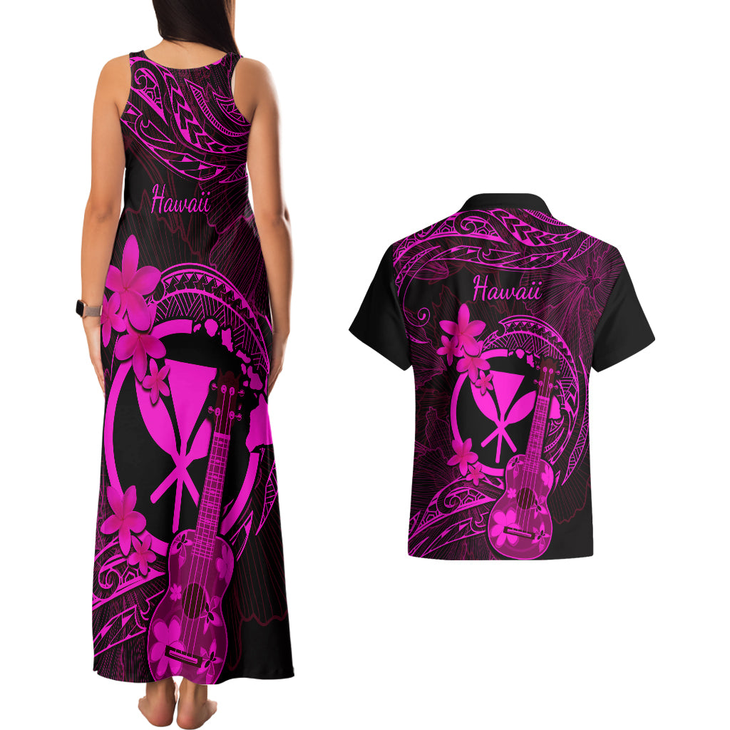 hawaii-couples-matching-tank-maxi-dress-and-hawaiian-shirt-ukulele-mix-polynesian-plumeria-pink-version