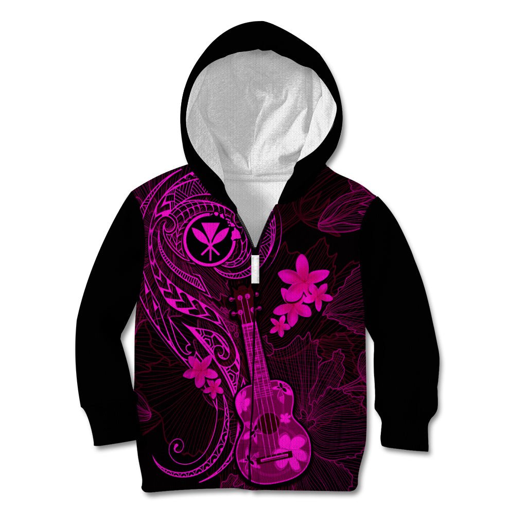 Hawaii Kid Hoodie Ukulele Mix Polynesian Plumeria Pink Version LT14 - Polynesian Pride