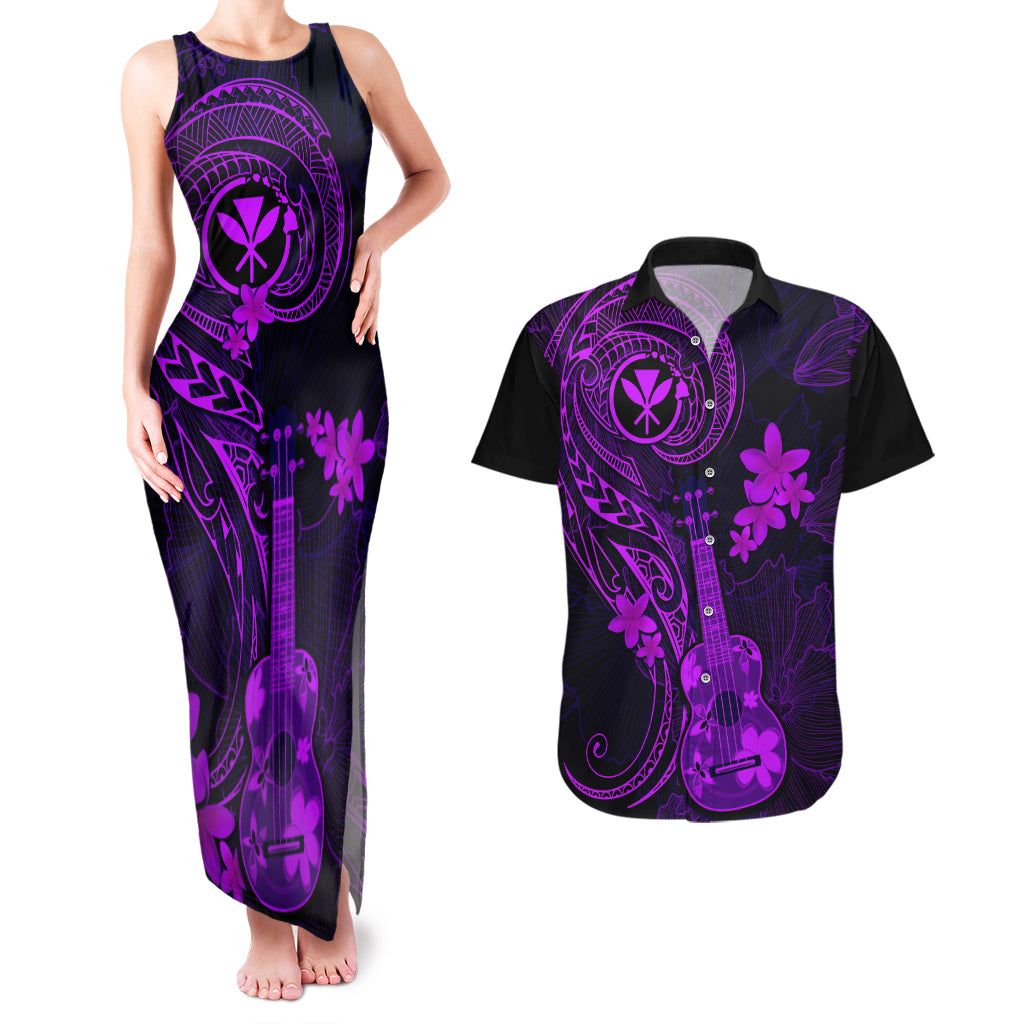 hawaii-couples-matching-tank-maxi-dress-and-hawaiian-shirt-ukulele-mix-polynesian-plumeria-purple-version