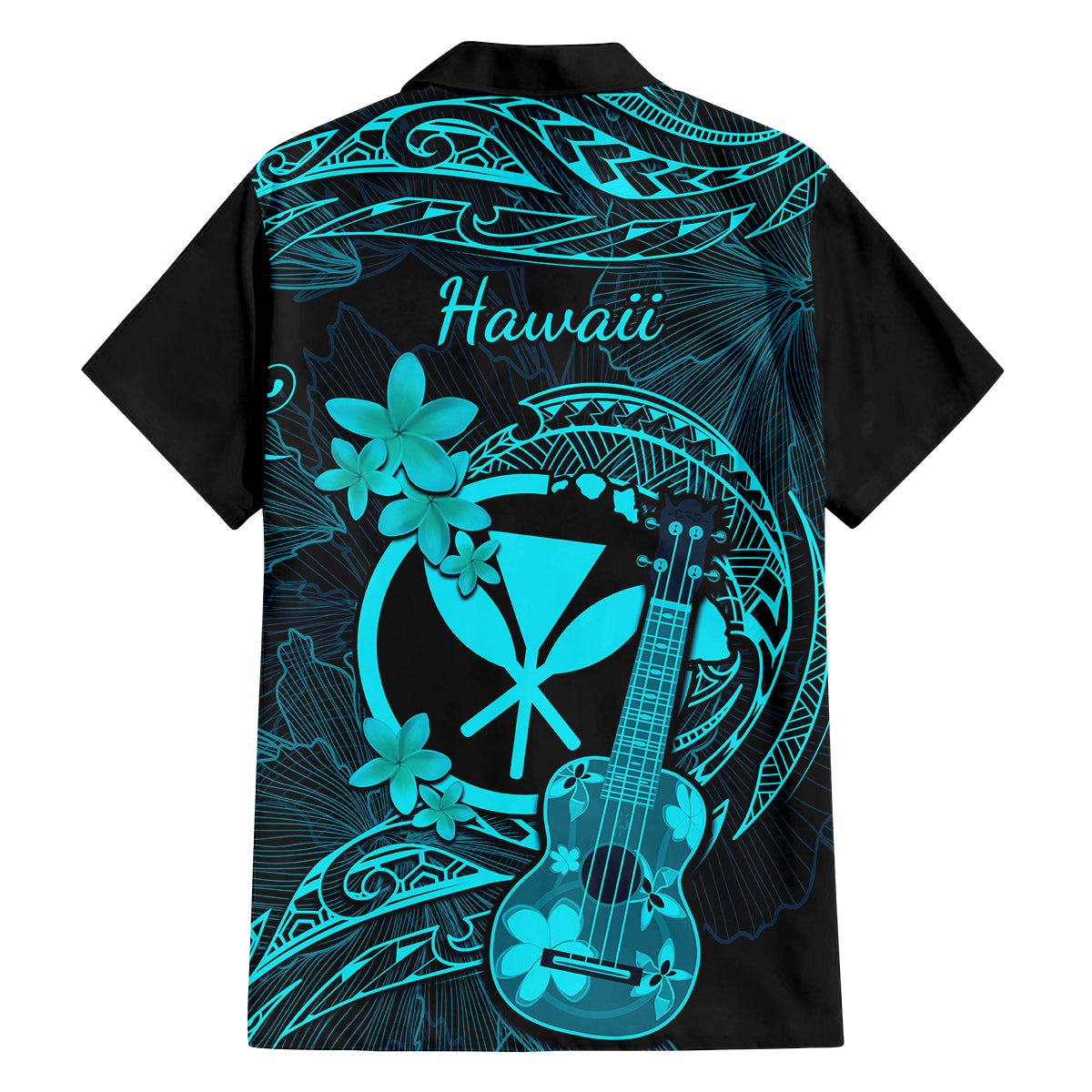 Hawaii Family Matching Long Sleeve Bodycon Dress and Hawaiian Shirt Ukulele Mix Polynesian Plumeria Turquoise Version LT14 - Polynesian Pride