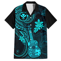 Hawaii Family Matching Short Sleeve Bodycon Dress and Hawaiian Shirt Ukulele Mix Polynesian Plumeria Turquoise Version LT14 Dad's Shirt - Short Sleeve Turquoise - Polynesian Pride