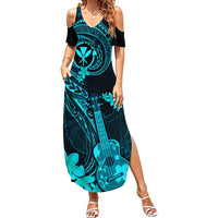 hawaii-summer-maxi-dress-ukulele-mix-polynesian-plumeria-turquoise-version